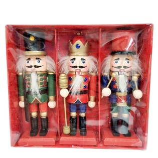 Дървени Коледни играчки-Лешникорошачката-войничета,сет 3бр,16см
