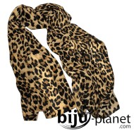 Луксозен ефирен шал от вискоза с леопардов десен - Animal Print, 65x180 см 05