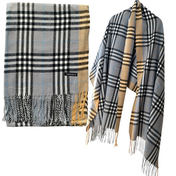 Кариран кашмирен шал 180x72 с класически Burberry мотиви 02