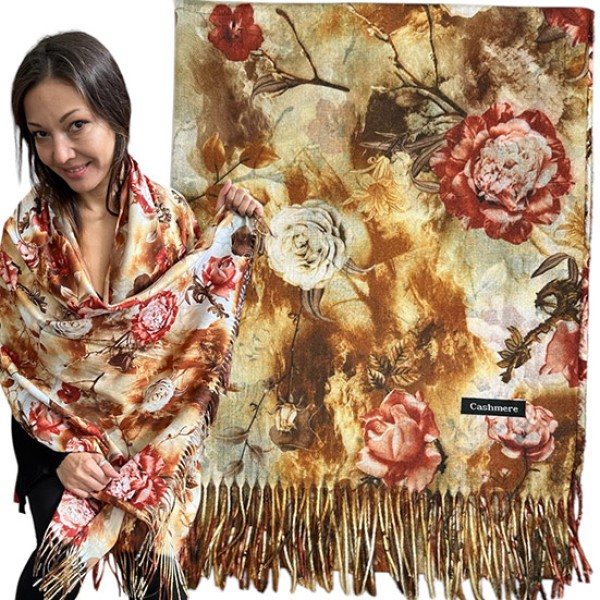 Кашмирен шал на ЦВЕТЯ 180см x 70см, М02