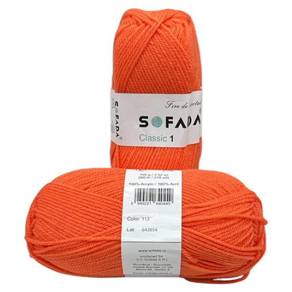 Прежда SOFADA ,100% АКРИЛ, 200м/100гр. 112 оранж